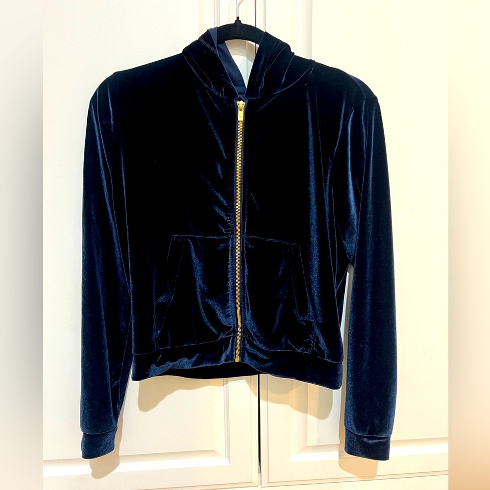 NWOT Fabletics Dark Blue Velvet Jacket